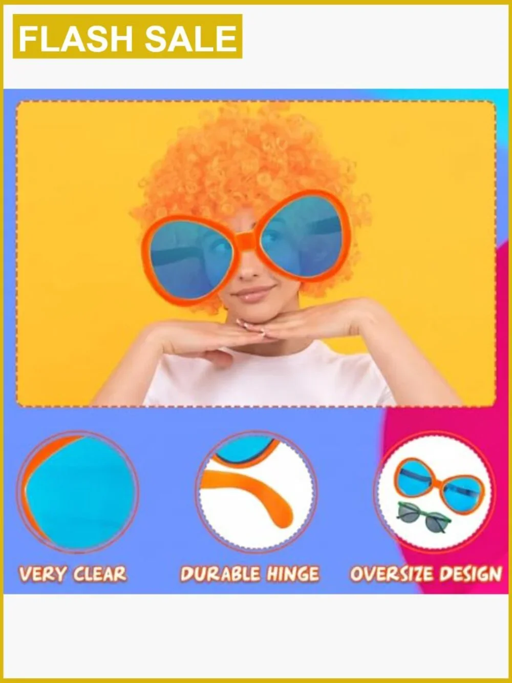 2 Sets Giant Jumbo Sunglasses Funny Clown Glasses Photo Props Party Favors